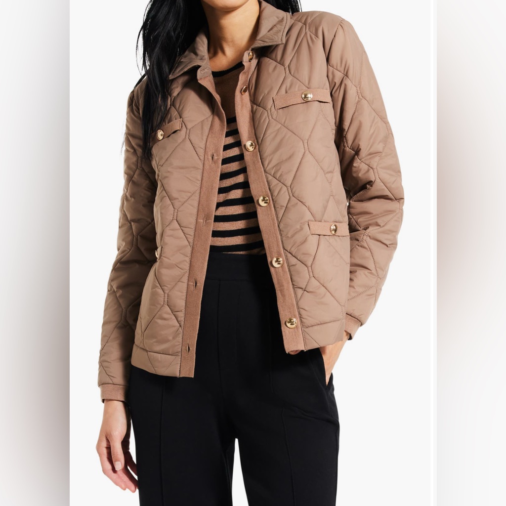 Nic + Zoe Quilted Jacket With Gold Buttons Size Xl
